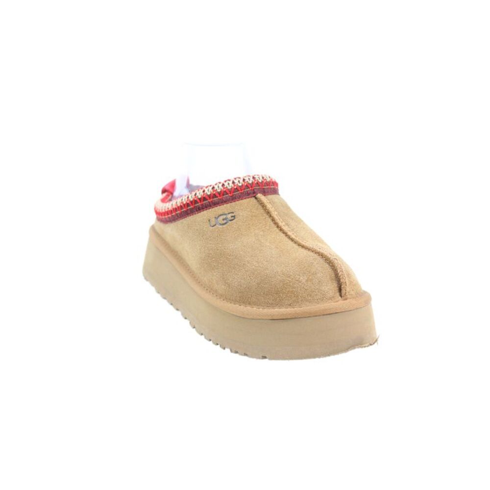 Ugg Womens Sheepskin Slide On Platform Slipper Shoes Beige Size 7